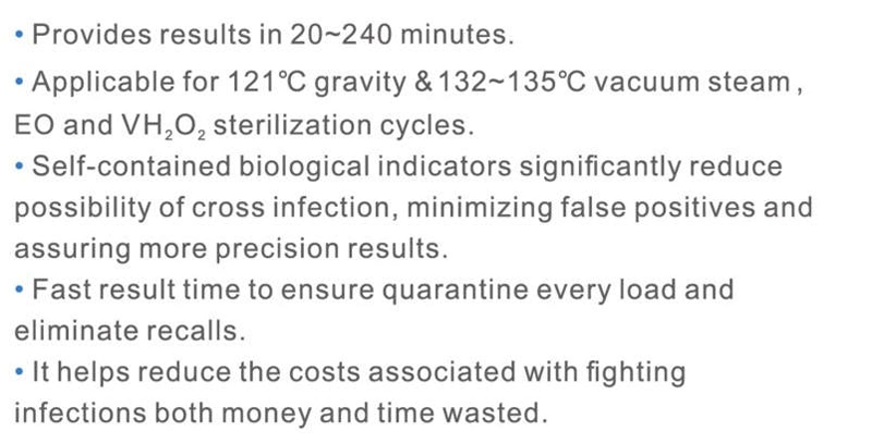 Medical Consumables Auto Rapid Readout Biological Indicator for Steam Sterilization